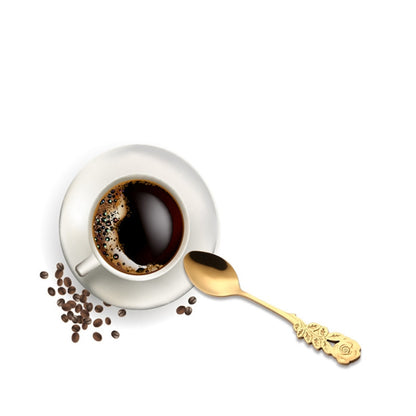 Small Mini Stainless Steel Rose Flower Coffee Spoon Strring Spoon Teaspoon Tea Spoon Dessert Spoon Long Handle Tableware(Rose Gold) by bashfashion