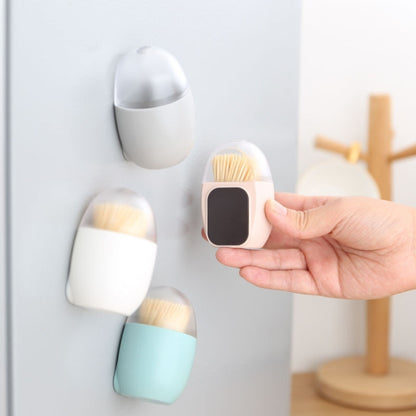 Household Living Room Egg Shape Magnetic Suction Toothpick Box Refrigerator Magnetite Toothpick Holder Random Color Delivery by bashfashion
