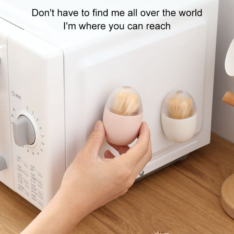 Household Living Room Egg Shape Magnetic Suction Toothpick Box Refrigerator Magnetite Toothpick Holder Random Color Delivery by bashfashion
