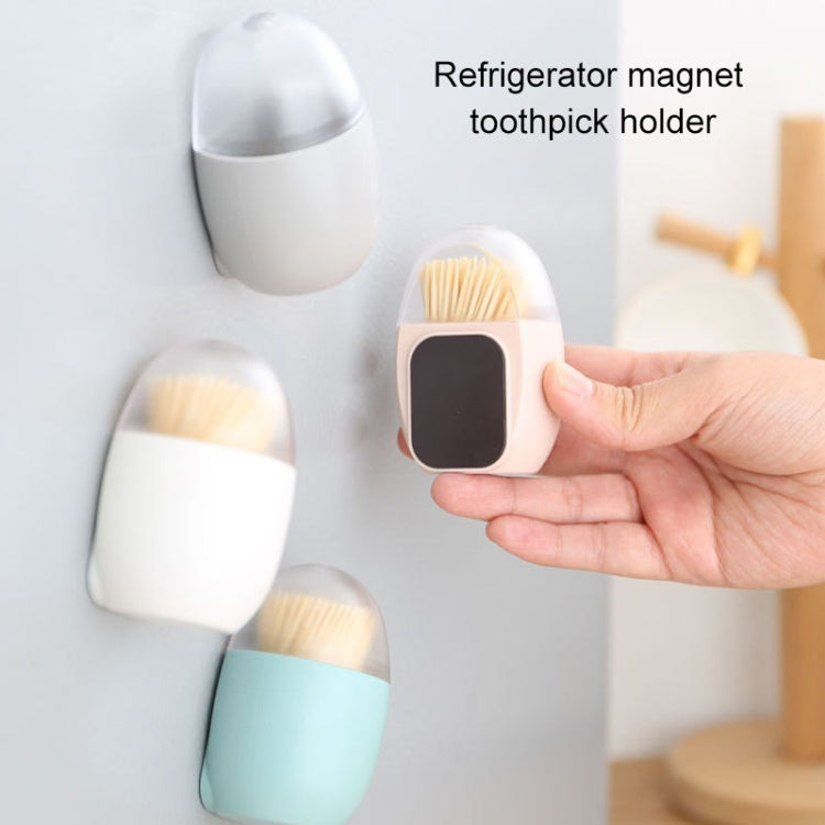 Household Living Room Egg Shape Magnetic Suction Toothpick Box Refrigerator Magnetite Toothpick Holder Random Color Delivery by bashfashion