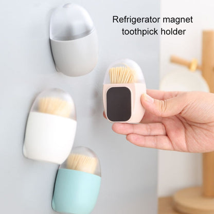 Household Living Room Egg Shape Magnetic Suction Toothpick Box Refrigerator Magnetite Toothpick Holder Random Color Delivery by bashfashion