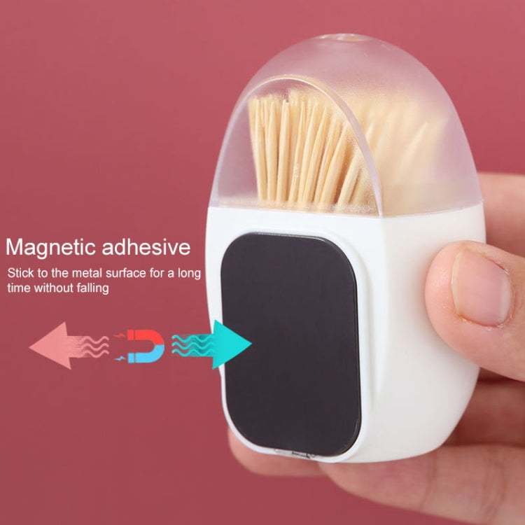 Household Living Room Egg Shape Magnetic Suction Toothpick Box Refrigerator Magnetite Toothpick Holder Random Color Delivery by bashfashion