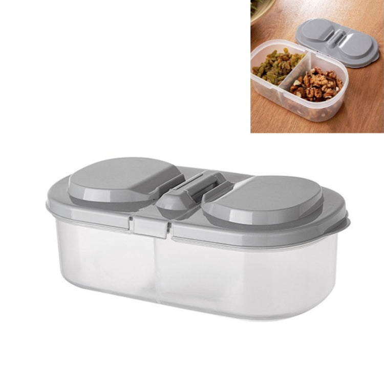 5 PCS Double Grid Kitchen Food Multigrain Sealed Jar Multifunctional Refrigerator Storage Box with Lid(Gray) by bashfashion