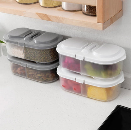 5 PCS Double Grid Kitchen Food Multigrain Sealed Jar Multifunctional Refrigerator Storage Box with Lid(Gray) by bashfashion