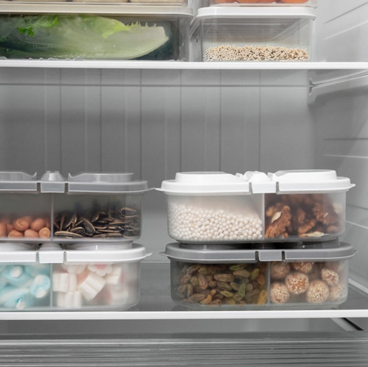 5 PCS Double Grid Kitchen Food Multigrain Sealed Jar Multifunctional Refrigerator Storage Box with Lid(Gray) by bashfashion