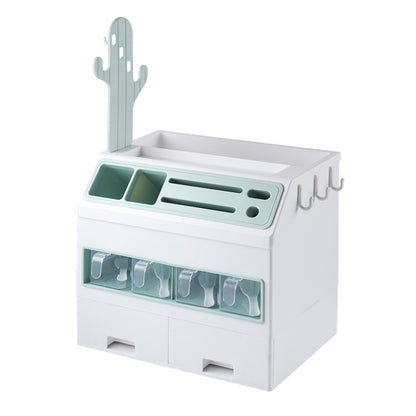 Multifunctional Spice Bottle Storage Rack Multi-layer Kitchen Supplies Knife Holder Combination Set Device Rack(Green) by bashfashion