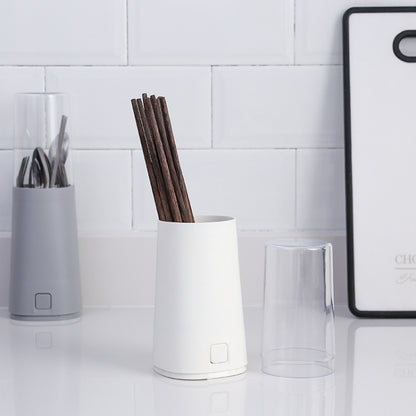 Dustproof Kitchen Drain Household Plastic Cutlery Storage Chopsticks Box with Lid(White) by bashfashion