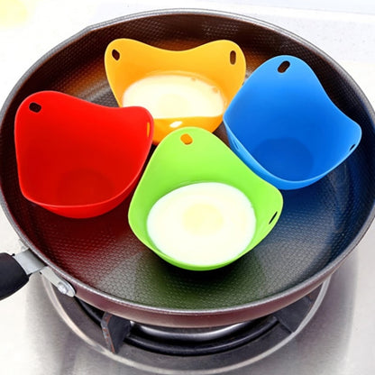 Silicone Egg Cooker Egg Bracket Kitchen Tools Pancake Cookware Bakeware Steam Eggs Plate Tray 4 pieces of steamed egg by bashfashion