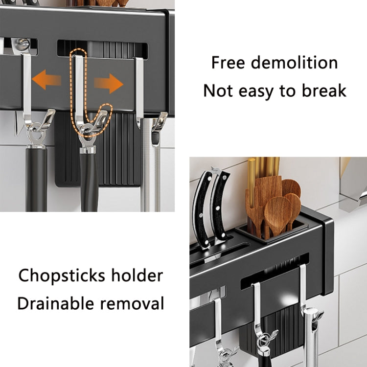 Kitchen Wall-mounted Rack Free Punching Chopsticks Holder, Color:Brushed 50cm by bashfashion