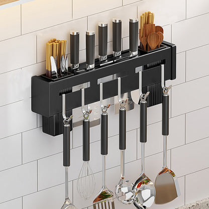 Kitchen Wall-mounted Rack Free Punching Chopsticks Holder, Color:Black 30cm by bashfashion