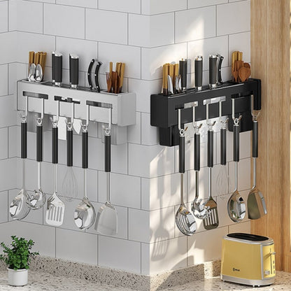 Kitchen Wall-mounted Rack Free Punching Chopsticks Holder, Color:Black 30cm by bashfashion