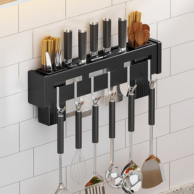Kitchen Wall-mounted Rack Free Punching Chopsticks Holder, Color:Black 40cm by bashfashion