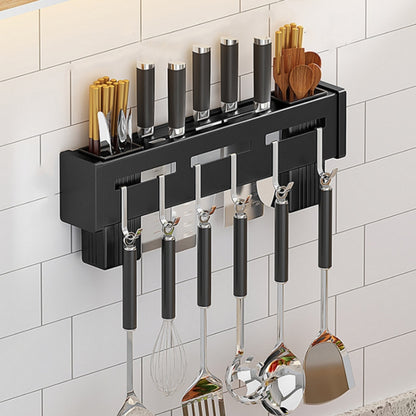 Kitchen Wall-mounted Rack Free Punching Chopsticks Holder, Color:Black 40cm by bashfashion