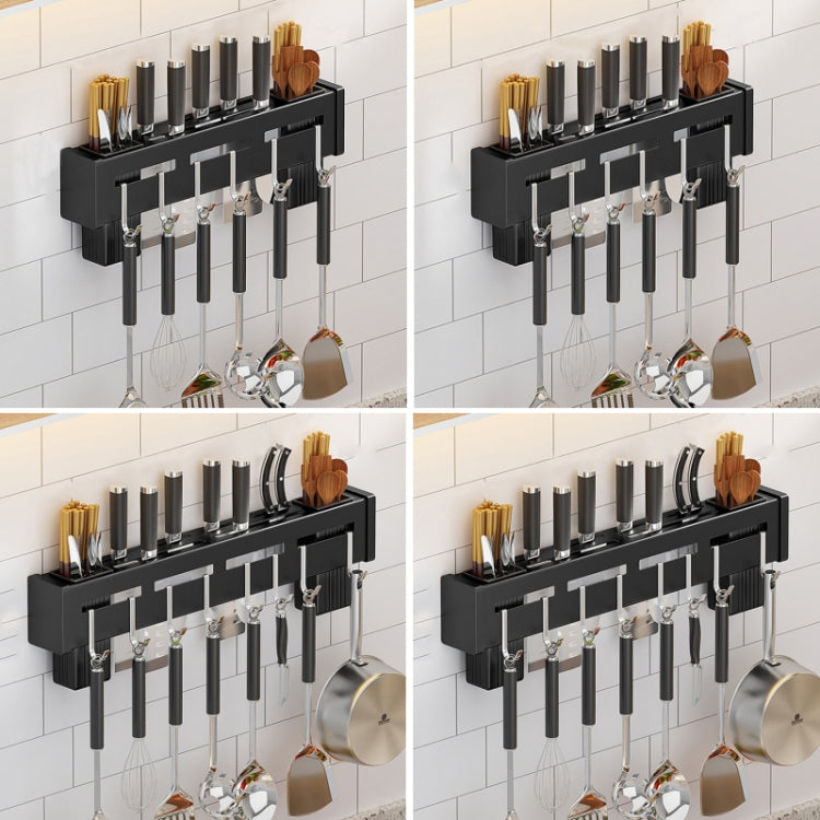 Kitchen Wall-mounted Rack Free Punching Chopsticks Holder, Color:Black 40cm by bashfashion