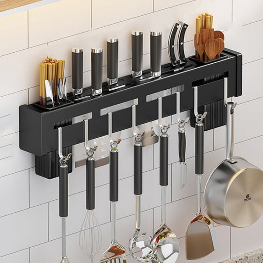 Kitchen Wall-mounted Rack Free Punching Chopsticks Holder, Color:Black 50cm by bashfashion
