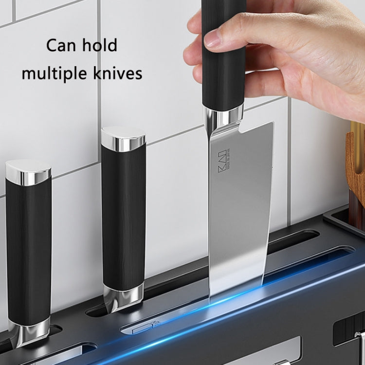 Kitchen Wall-mounted Rack Free Punching Chopsticks Holder, Color:Black 50cm by bashfashion