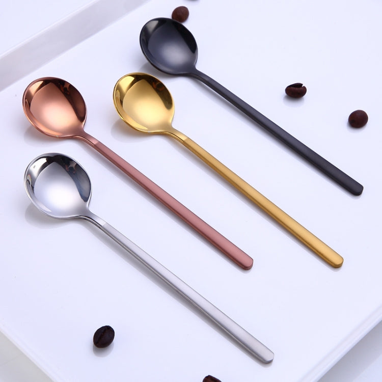 Mini Accessories Coffee Spoon Kitchen Dessertspoon Dining Round Shape Coffee Stainless Steel Home, Size:13cm(Black) by bashfashion