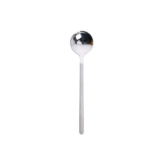 Mini Accessories Coffee Spoon Kitchen Dessertspoon Dining Round Shape Coffee Stainless Steel Home, Size:17cm(Silver) by bashfashion