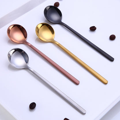 Mini Accessories Coffee Spoon Kitchen Dessertspoon Dining Round Shape Coffee Stainless Steel Home, Size:17cm(Rose Gold) by bashfashion