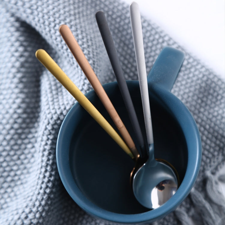 Mini Accessories Coffee Spoon Kitchen Dessertspoon Dining Round Shape Coffee Stainless Steel Home, Size:17cm(Golden) by bashfashion