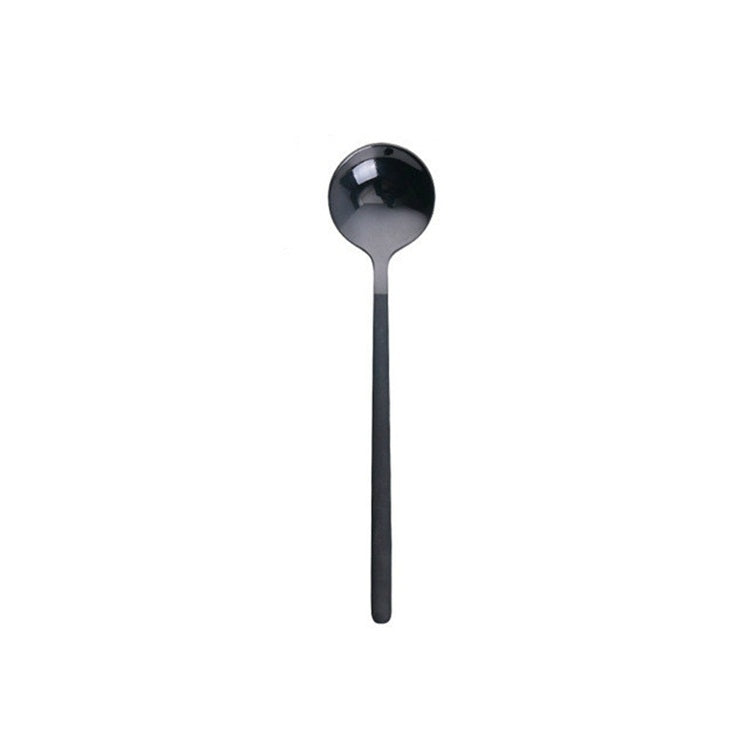 Mini Accessories Coffee Spoon Kitchen Dessertspoon Dining Round Shape Coffee Stainless Steel Home, Size:17cm(Black) by bashfashion