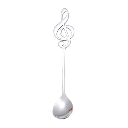 Creative Musical Note Spoon Coffee Stirring Scoop Stainless Steel Titanium Music Bar Spoon Gift Spoon(Silver) by bashfashion