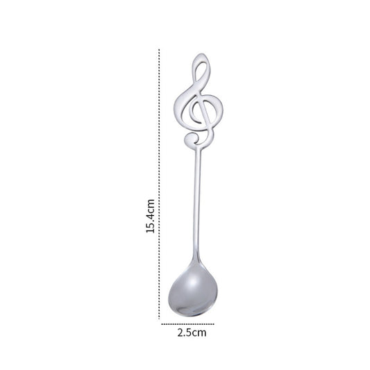 Creative Musical Note Spoon Coffee Stirring Scoop Stainless Steel Titanium Music Bar Spoon Gift Spoon(Silver) by bashfashion