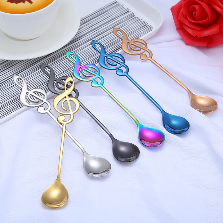 Creative Musical Note Spoon Coffee Stirring Scoop Stainless Steel Titanium Music Bar Spoon Gift Spoon(Silver) by bashfashion