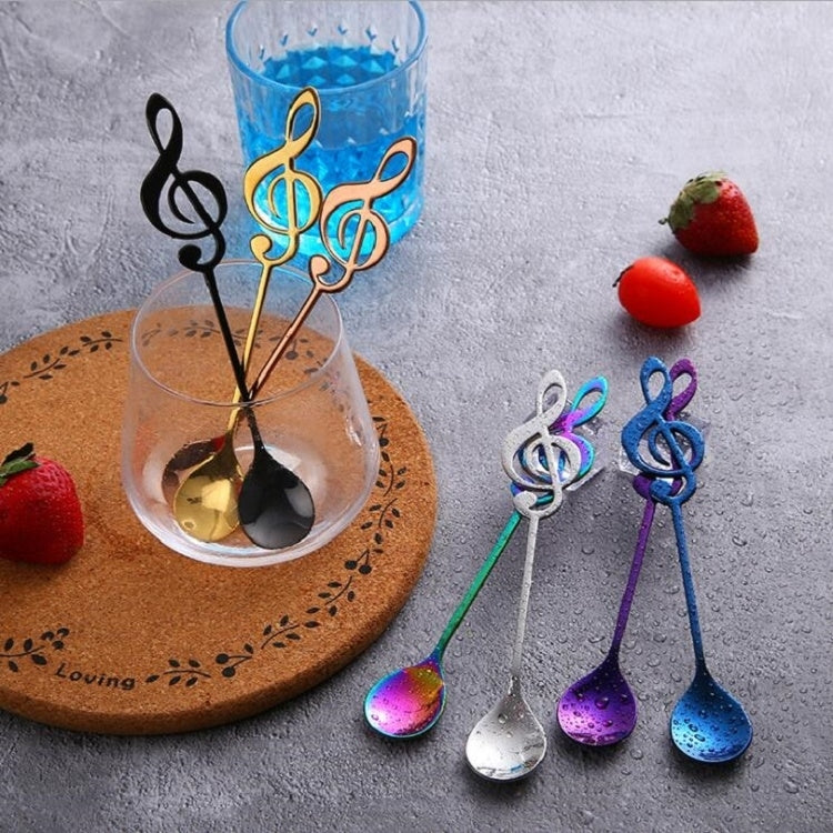 Creative Musical Note Spoon Coffee Stirring Scoop Stainless Steel Titanium Music Bar Spoon Gift Spoon(Silver) by bashfashion