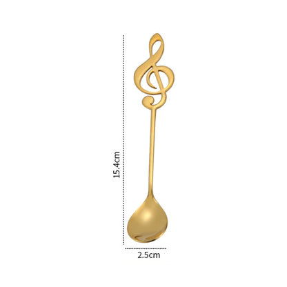 Creative Musical Note Spoon Coffee Stirring Scoop Stainless Steel Titanium Music Bar Spoon Gift Spoon(Gold) by bashfashion
