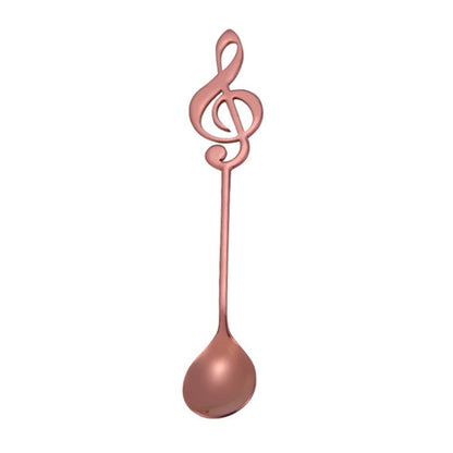 Creative Musical Note Spoon Coffee Stirring Scoop Stainless Steel Titanium Music Bar Spoon Gift Spoon(Rose Gold) by bashfashion