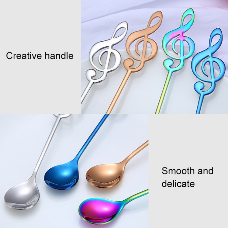 Creative Musical Note Spoon Coffee Stirring Scoop Stainless Steel Titanium Music Bar Spoon Gift Spoon(Rose Gold) by bashfashion