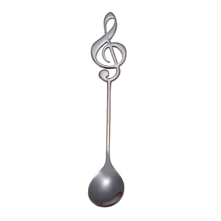 Creative Musical Note Spoon Coffee Stirring Scoop Stainless Steel Titanium Music Bar Spoon Gift Spoon(Black) by bashfashion