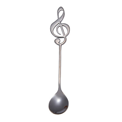 Creative Musical Note Spoon Coffee Stirring Scoop Stainless Steel Titanium Music Bar Spoon Gift Spoon(Black) by bashfashion