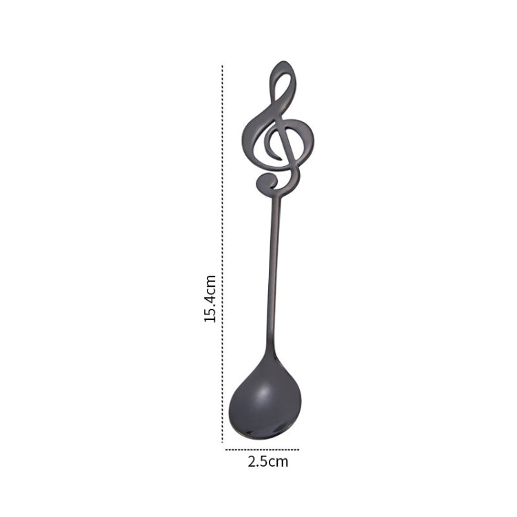 Creative Musical Note Spoon Coffee Stirring Scoop Stainless Steel Titanium Music Bar Spoon Gift Spoon(Black) by bashfashion