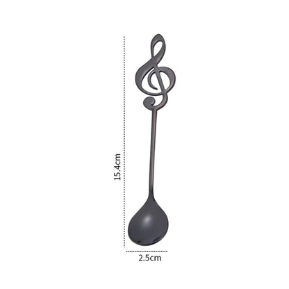Creative Musical Note Spoon Coffee Stirring Scoop Stainless Steel Titanium Music Bar Spoon Gift Spoon(Black) by bashfashion