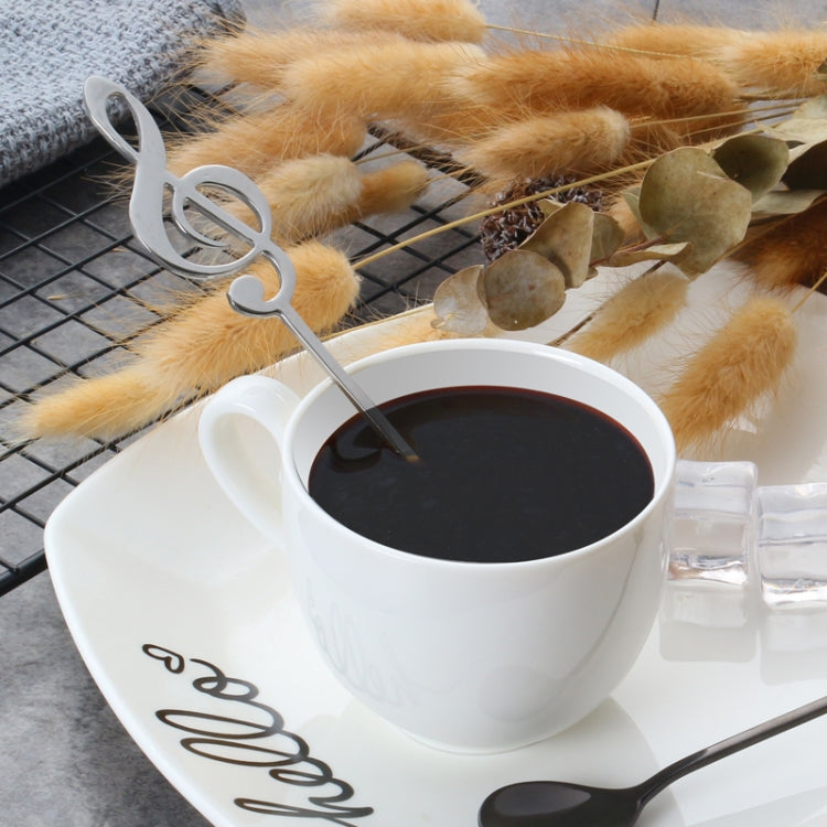 Creative Musical Note Spoon Coffee Stirring Scoop Stainless Steel Titanium Music Bar Spoon Gift Spoon(Black) by bashfashion