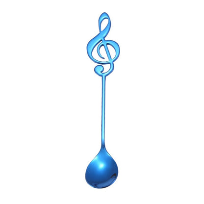 Creative Musical Note Spoon Coffee Stirring Scoop Stainless Steel Titanium Music Bar Spoon Gift Spoon(Blue) by bashfashion