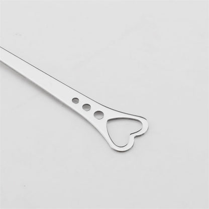 2 PCS Stainless Steel Spoon Portable Metal Coffee Teaspoon Creative Love Heart Shaped Wedding Party Gift Dinnerware, Color:Silver Single Hole Love by bashfashion