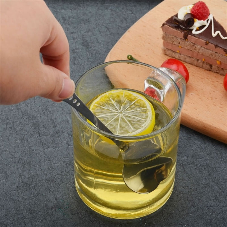 2 PCS Stainless Steel Spoon Portable Metal Coffee Teaspoon Creative Love Heart Shaped Wedding Party Gift Dinnerware, Color:Gold Single Hole Love by bashfashion