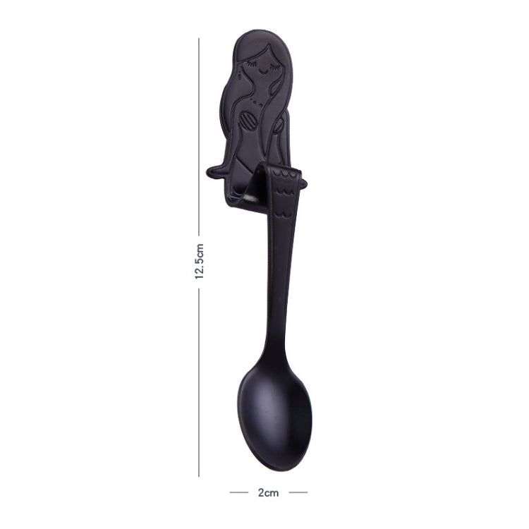 Creative Coffee Spoon Mermaid Shape Handle Spoons Flatware Drinking Tools, Color:Black by bashfashion