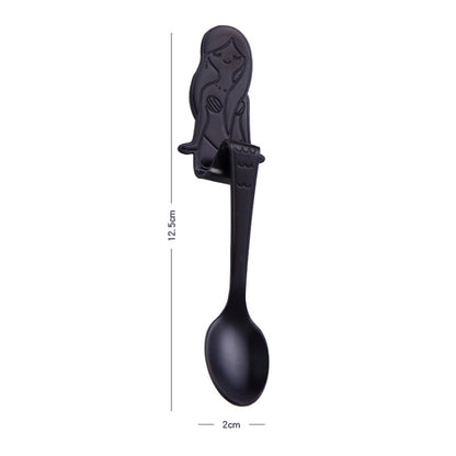 Creative Coffee Spoon Mermaid Shape Handle Spoons Flatware Drinking Tools, Color:Black by bashfashion