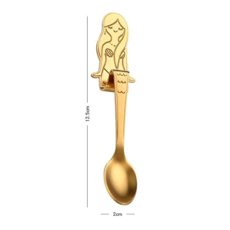 Creative Coffee Spoon Mermaid Shape Handle Spoons Flatware Drinking Tools, Color:Gold by bashfashion
