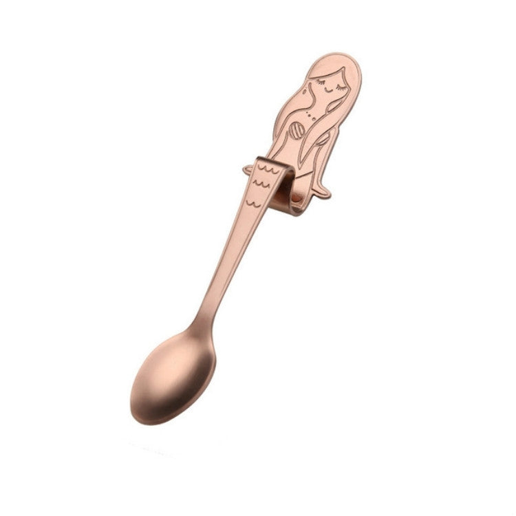 Creative Coffee Spoon Mermaid Shape Handle Spoons Flatware Drinking Tools, Color:Rose Gold by bashfashion