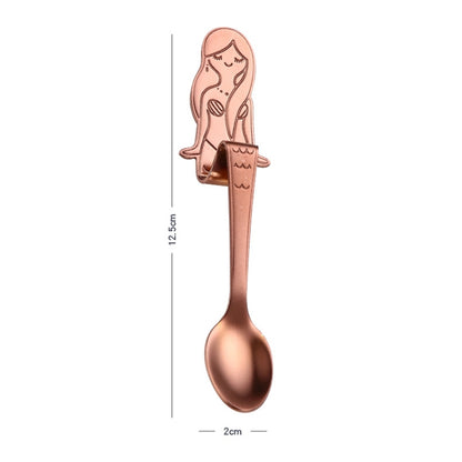 Creative Coffee Spoon Mermaid Shape Handle Spoons Flatware Drinking Tools, Color:Rose Gold by bashfashion