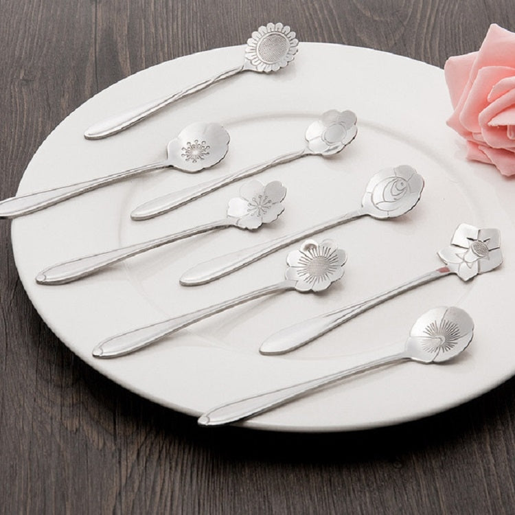 3 PCS Stainless Steel Household Creative Flower Spoon Coffee Stirring Spoon, Style:Sunflower Spoon by bashfashion
