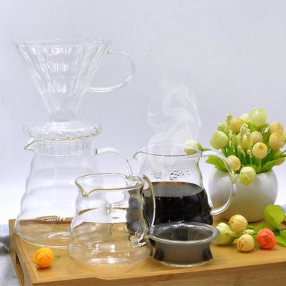 Heat-resistant Hand-made Coffee Glass Pot Cloud Coffee Sharing Pot, Specification:600ml Integrated Glass Filter Cup by bashfashion