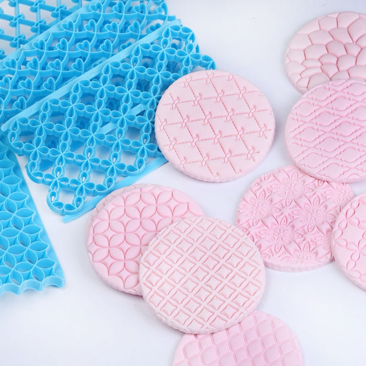 2 PCS Cake Fondant Tool Heart Shaped Diamond Texture Plaid Overpass Quyi Seal Printing Mould(Round Cut Mold 56002) by bashfashion