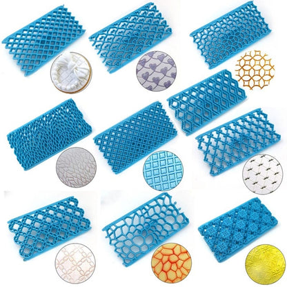 2 PCS Cake Fondant Tool Heart Shaped Diamond Texture Plaid Overpass Quyi Seal Printing Mould(Leaf Cut Mold 56004) by bashfashion