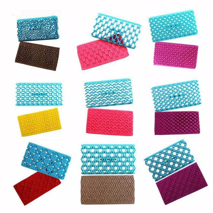 2 PCS Cake Fondant Tool Heart Shaped Diamond Texture Plaid Overpass Quyi Seal Printing Mould(Bark Cut Mold 56005) by bashfashion